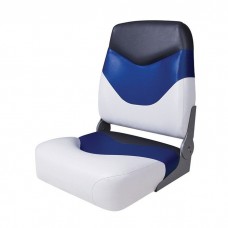 Кресло складное мягкое Premium High Back Boat Seat бело/синее